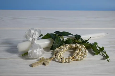 First Communion candle Stock Photos