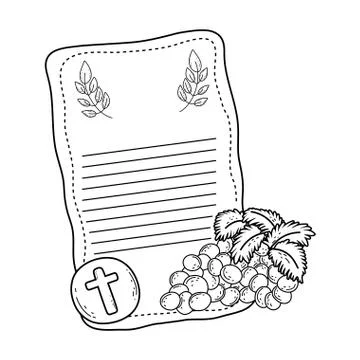 First communion card with grapes Stock Illustration