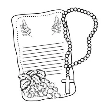 First communion card with rosary Stock Illustration