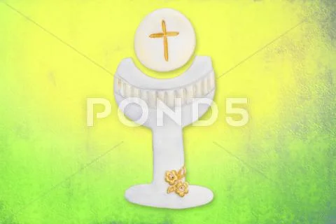 First communion cards, cute chalice Stock Illustration