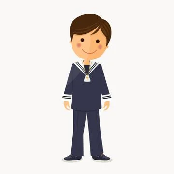 First communion child on white background Stock Illustration