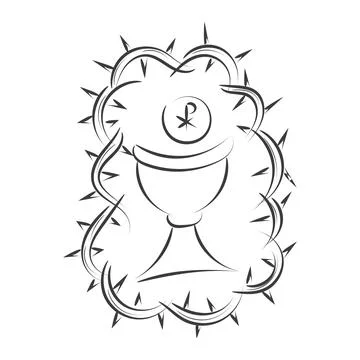 First Communion Embroidery Design. Illustrazione stock