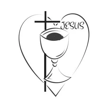 First Communion Embroidery Design. Illustrazione stock