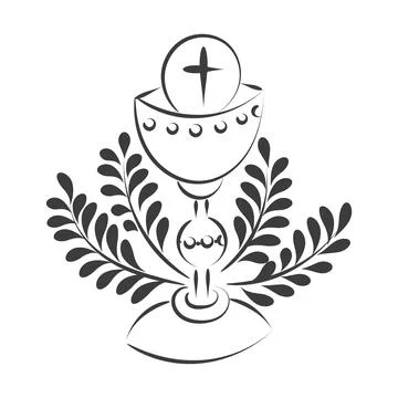 First Communion Embroidery Design. Illustrazione stock