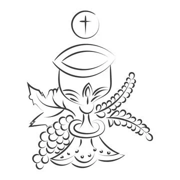 First Communion Embroidery Design. Illustrazione stock