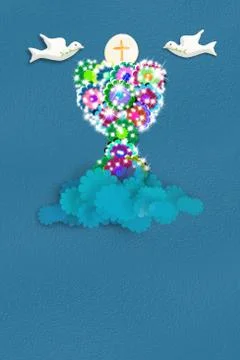 First communion or confirmation in blue for boy Stock Illustration