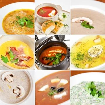 First courses collage Stock Photos