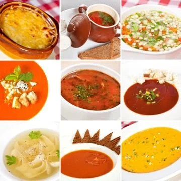 First courses collage Stock Photos