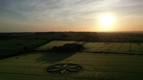 First Crop Circle of 2023, Beautiful Drone Clip, Wiltshire, UK, 28 May 4K Stock Footage 242616912