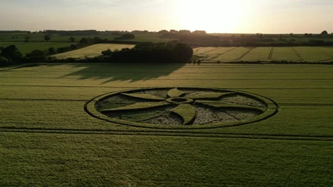First Crop Circle of 2023, Circling Drone Clip, Wiltshire, UK, 28 May 4K Stock Footage 242607370