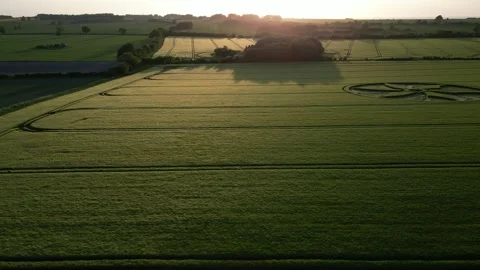 First Crop Circle of 2023, Epic Drone Clip, Wiltshire, UK, 28 May 4K Stock Footage 242621203
