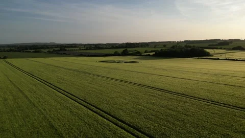 First Crop Circle of 2023 Gliding Drone, Broad Hintom, wiltshire, UK, 28 May 4K Stock-Footage 242542087