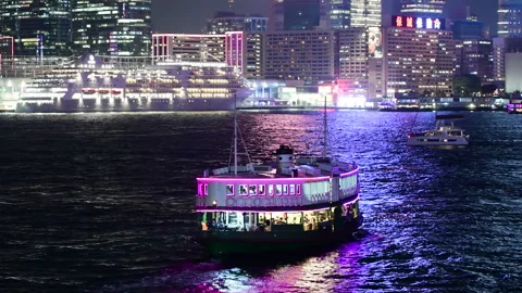 The first cruise ship in three years sails into Hong Kong. Stock Footage 230781846
