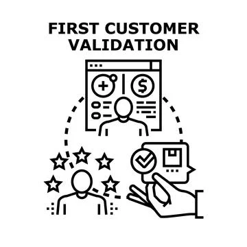 First customer validation process for product development Stock Illustration