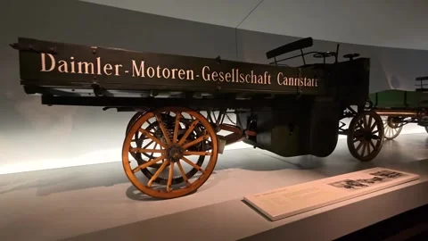 First daimler motorized truck displayed at museum Stock Footage 336196235