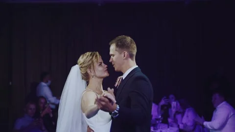 The first dance of the newlyweds at the wedding Stock Footage 168524645