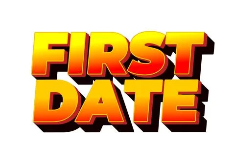 First date. Text effect in 3D style with modern colors 스톡 일러스트