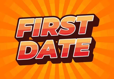 First date. Text effect in 3D style with modern colors 스톡 일러스트
