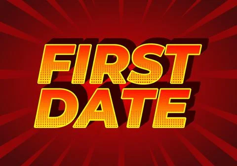 First date. Text effect in 3D style with modern colors Stock Illustration