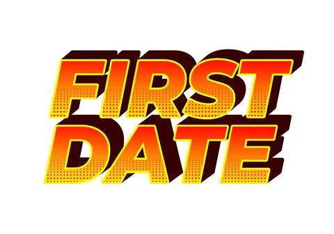 First date. Text effect in 3D style with modern colors Stock Illustration