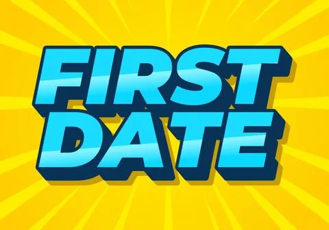 First date. Text effect in 3D style with modern colors Stock Illustration