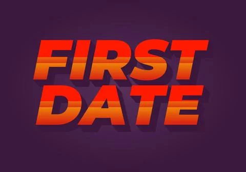 First date. Text effect in 3D style with modern colors Stock Illustration
