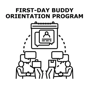First day buddy orientation program concept vector Illustration