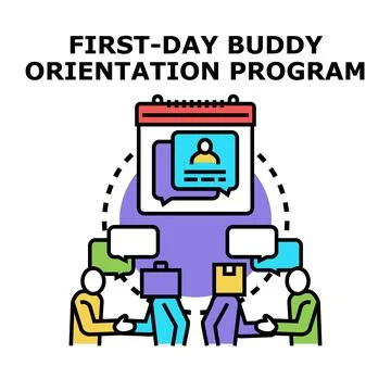 First day buddy orientation program concept vector Stock Illustration