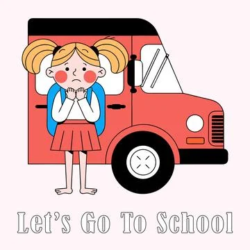 First day of class minimalist cartoon character design style. Stockillustratie