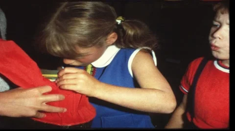 First day at elementary school (vintage 8 mm amateur film) Stock Footage 880472
