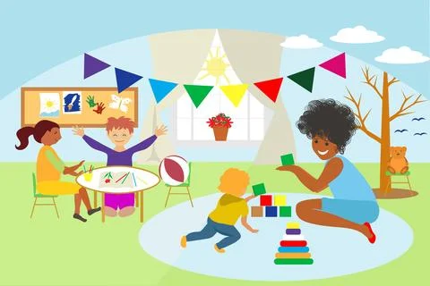 First day at kindergarten Stock Illustration