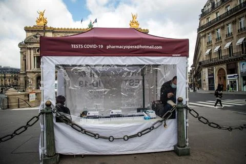 First day of new lockdown measures in Paris, France - 20 Mar 2021 Stock Photos