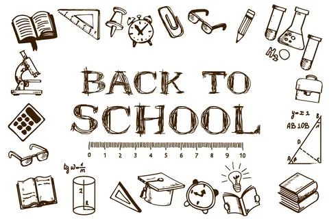 First day of school banner, postcard, poster, announcement, education, invita Stock Illustration