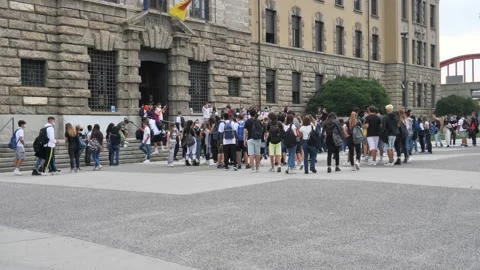 The first day of school in Bergamo. Stock Footage 139206126