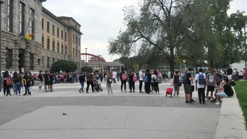 The first day of school in Bergamo. Stock Footage 139206843