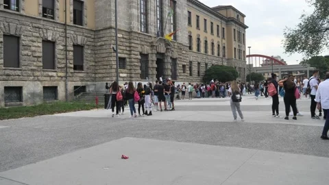 The first day of school in Bergamo. Stock Footage 139206849