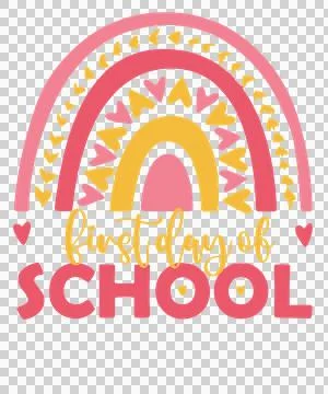 First Day Of School Rainbow hearts black white heart Ilustración de archivo