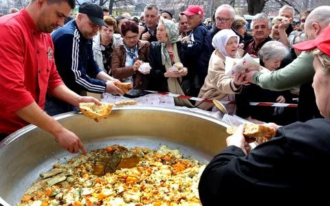 First day of spring marked with traditional egg meal Cimbur, Sarajevo, Bosnia An Stock Photos