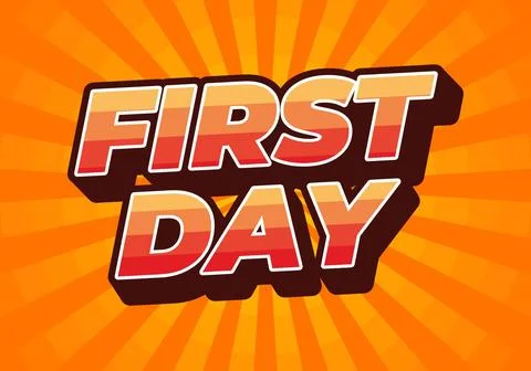 First day. Text effect in 3D style with modern colors イラスト素材