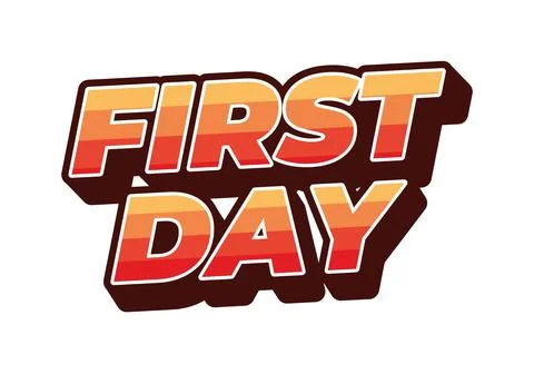 First day. Text effect in 3D style with modern colors イラスト素材