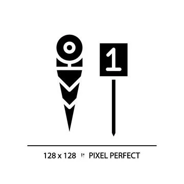 First down marker black glyph icon Stock Illustration