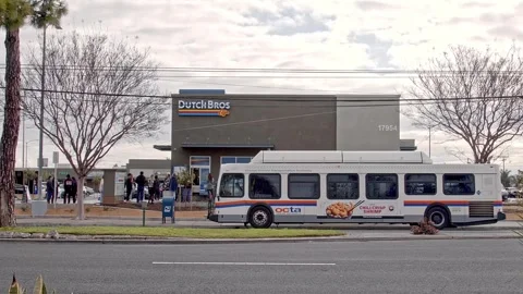 First Dutch Bros Coffee Location in Orange County, Ca on February 18, 2024 스톡 동영상 265039477