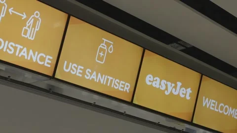 First easyJet flight since lockdown takes off from London Gatwick Stock Footage 148591902