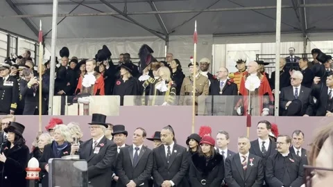 First-ever Lady Mayor of London at Remembrance Sunday parade Stock Footage 320841789