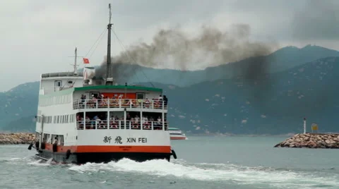 First Ferry leaving Cheung Chau island Stock Footage 65453997
