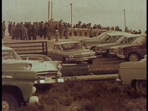 The first field experiment of the Plowshare program was conducted in front ofƒ Stock Footage 75281378