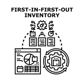 First in first out inventory method illustration for business management Stock Illustration