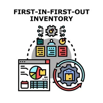 First in first out inventory method illustration for business management Stock Illustration