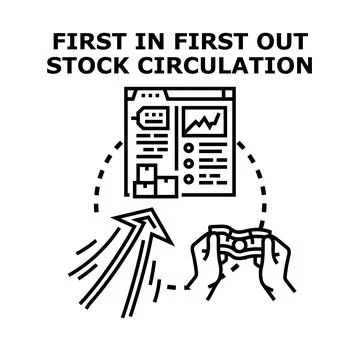 First in first out stock circulation accounting concept Illustrazione stock