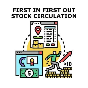 First in first out stock circulation concept illustration Illustrazione stock